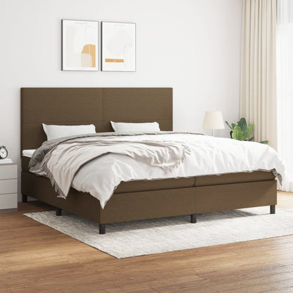 Boxspring Met Matras Stof Donkerbruin 200X200 Cm 200 x 200 cm Effen ontwerp