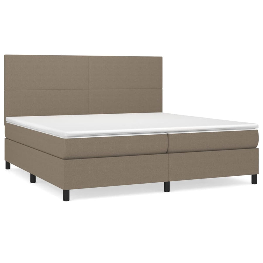 Boxspring Met Matras Stof Taupe 200X200 Cm Taupe 200 x 200 cm Effen ontwerp