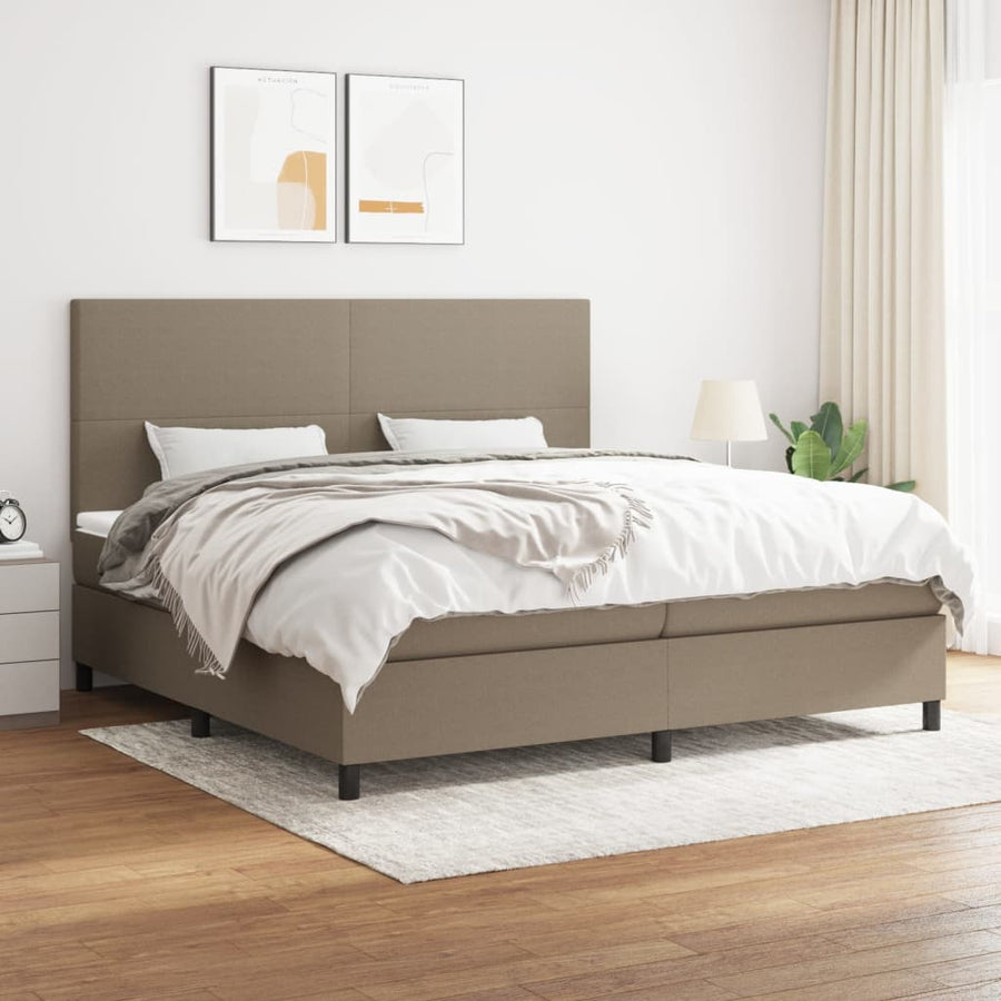 Boxspring Met Matras Stof Taupe 200X200 Cm Taupe 200 x 200 cm Effen ontwerp