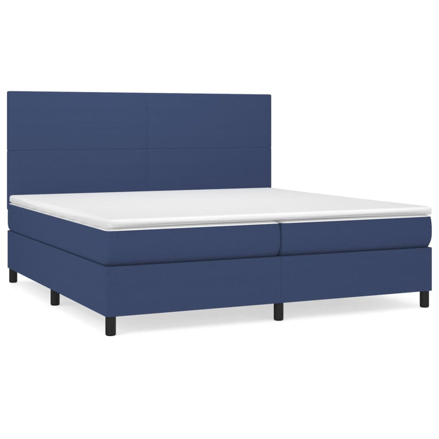 Boxspring Met Matras Stof Blauw 200 x 200 cm Effen ontwerp