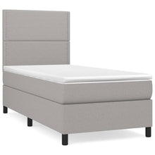 Boxspring Met Matras Stof Lichtgrijs 90 x 190 cm Effen met spijkers