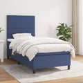 Boxspring met matras stof blauw 90x190 cm