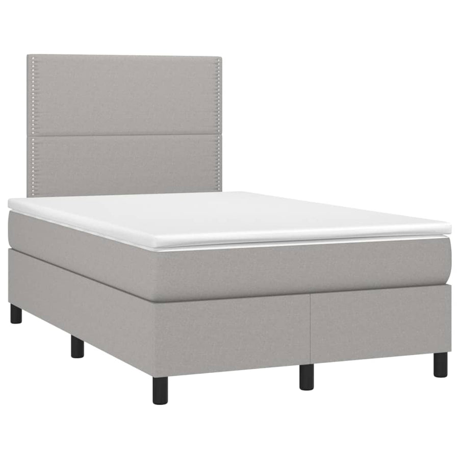Boxspring Met Matras Stof Lichtgrijs 120 x 200 cm Effen met spijkers