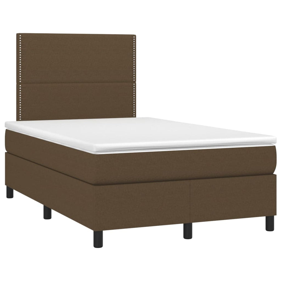 Boxspring met matras stof donkerbruin 120x200 cm 120 x 200 cm Donkerbruin