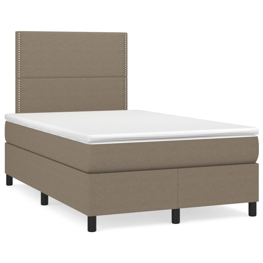 Boxspring met matras stof taupe 120x200 cm 120 x 200 cm Taupe