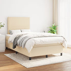 Boxspring met matras stof crèmekleurig 120x200 cm 120 x 200 cm Crème