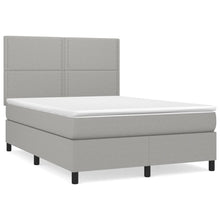 Boxspring Met Matras Stof Lichtgrijs 140 x 190 cm Effen met spijkers
