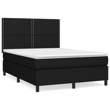Boxspring Met Matras Stof Zwart 140 x 190 cm Effen met spijkers