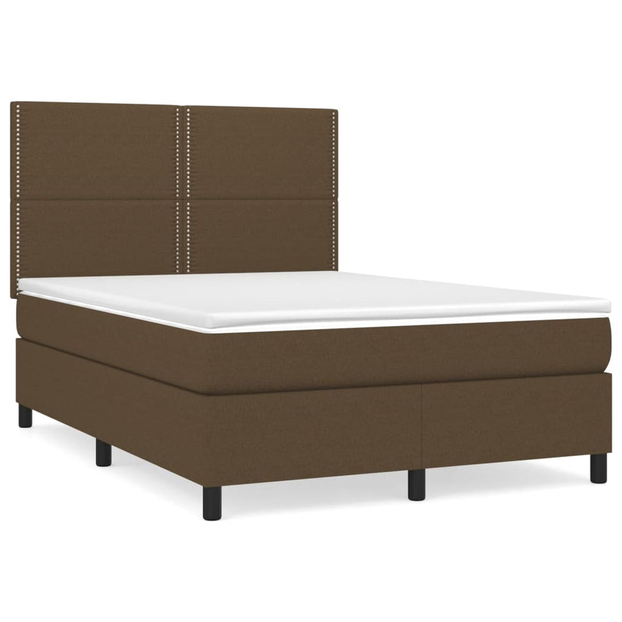 Boxspring met matras stof donkerbruin 140x190 cm 140 x 190 cm Donkerbruin