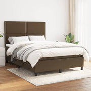 Boxspring 140x190 cm donkerbruin stof