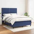 Boxspring Met Matras Stof Blauw 140 x 190 cm Effen met spijkers