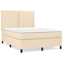 Boxspring met matras stof crèmekleurig 140x200 cm 140 x 200 cm Crème