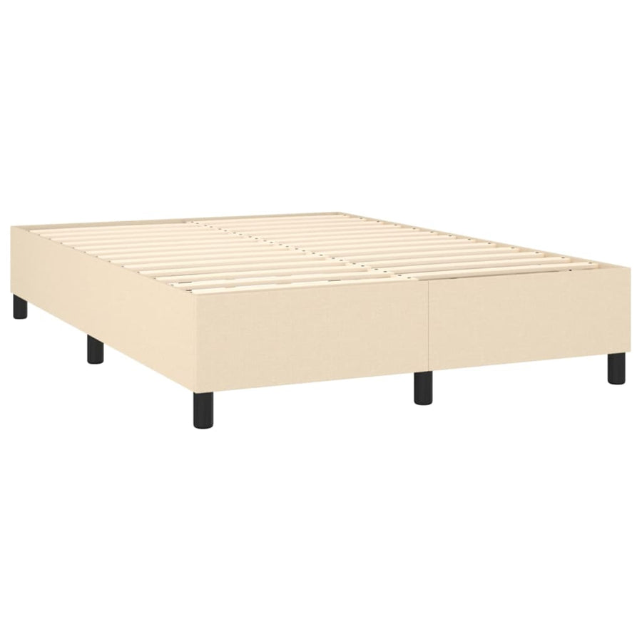 Boxspring met matras stof crèmekleurig 140x200 cm 140 x 200 cm Crème
