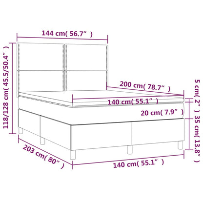 Boxspring met matras stof crèmekleurig 140x200 cm 140 x 200 cm Crème