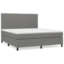 Boxspring Met Matras Stof Donkergrijs 180 x 200 cm Effen met spijkers