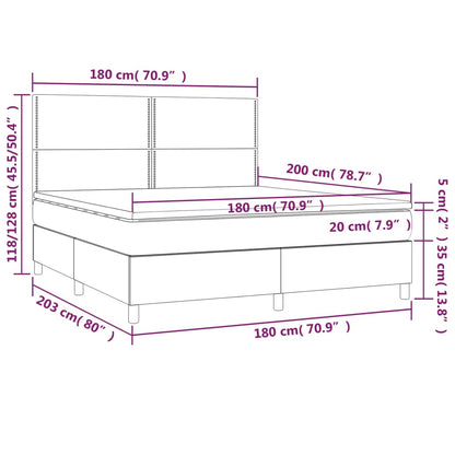 Boxspring Met Matras Stof Zwart 180 x 200 cm Effen met spijkers