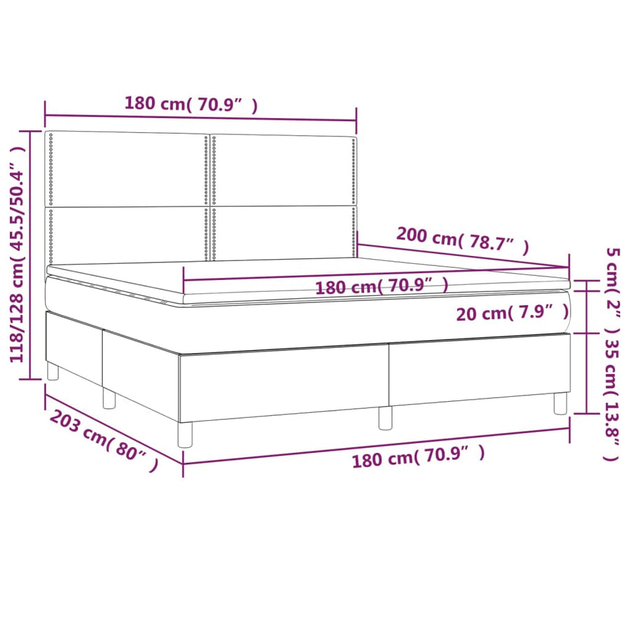 Boxspring Met Matras Stof Blauw 180 x 200 cm Effen met spijkers
