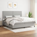 Boxspring met matras stof lichtgrijs 200x200 cm