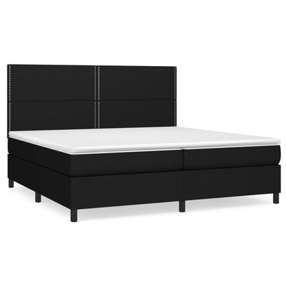 Boxspring Met Matras Stof Zwart 200 x 200 cm Effen met spijkers