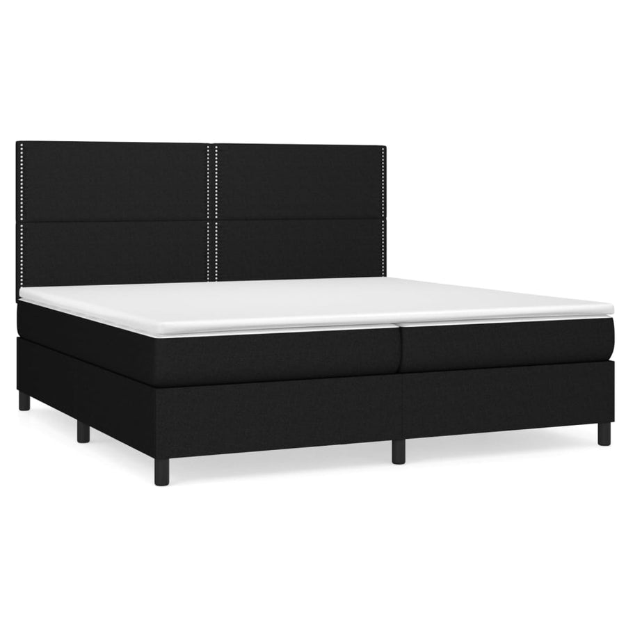 Boxspring Met Matras Stof Zwart 200 x 200 cm Effen met spijkers