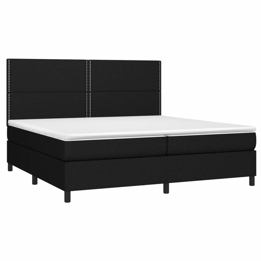 Boxspring Met Matras Stof Zwart 200 x 200 cm Effen met spijkers