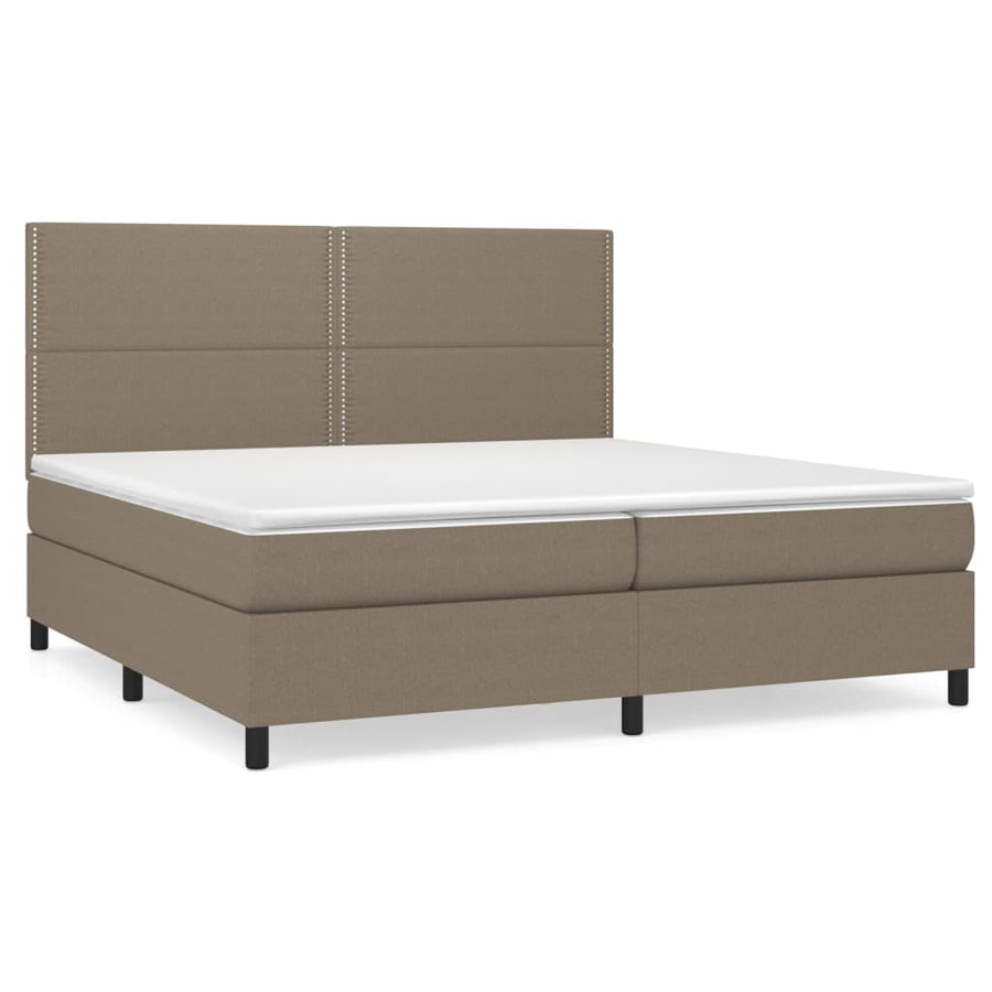 Boxspring Met Matras Stof Taupe 200 x 200 cm Effen met spijkers