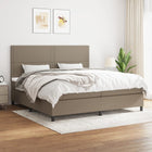 Box spring with taupe fabric mattress 200x200 cm