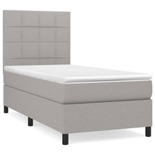 Boxspring Met Matras Stof Lichtgrijs 80 x 200 cm Blok met vierkanten