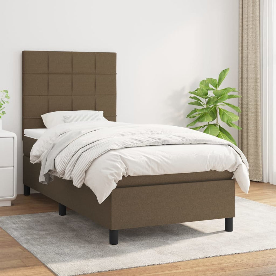 Boxspring met matras stof donkerbruin 80x200 cm