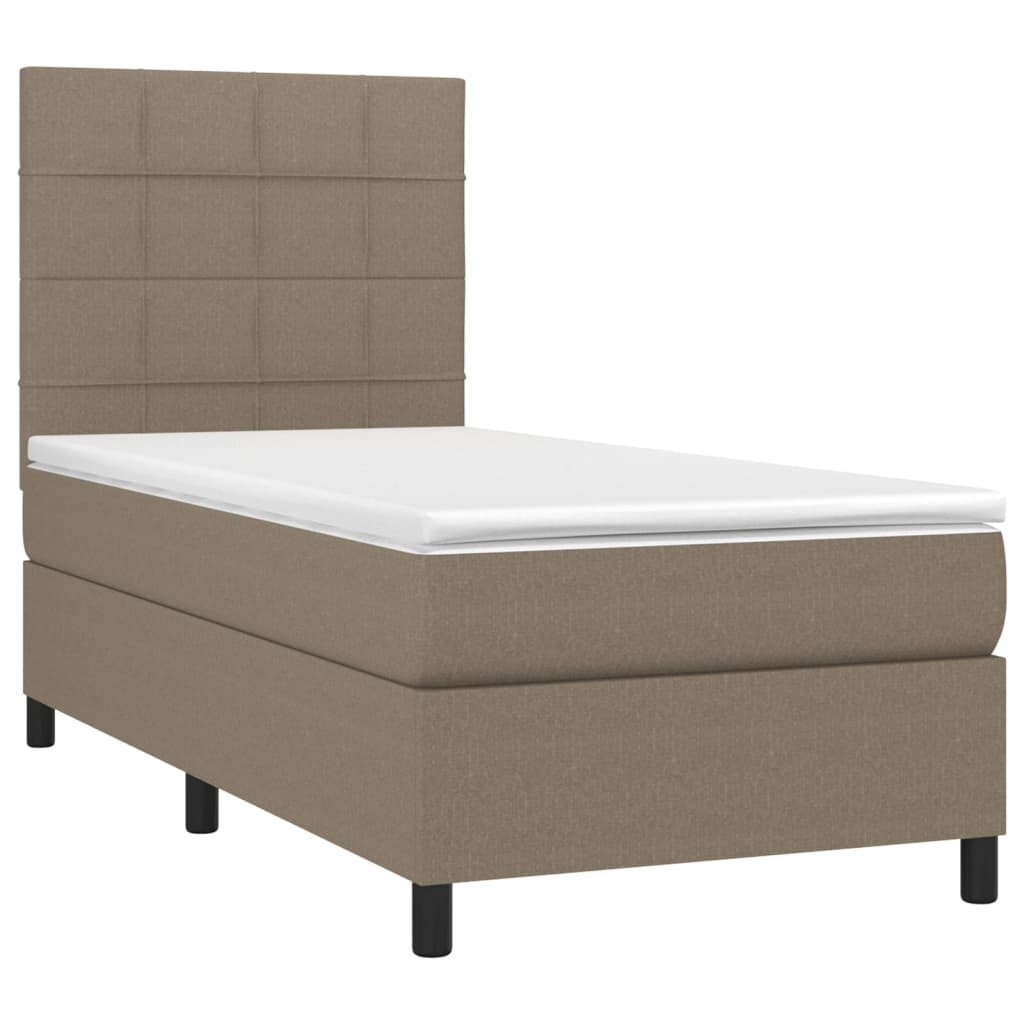 Boxspring met matras stof taupe 80x200 cm 80 x 200 cm Blok met vierkanten