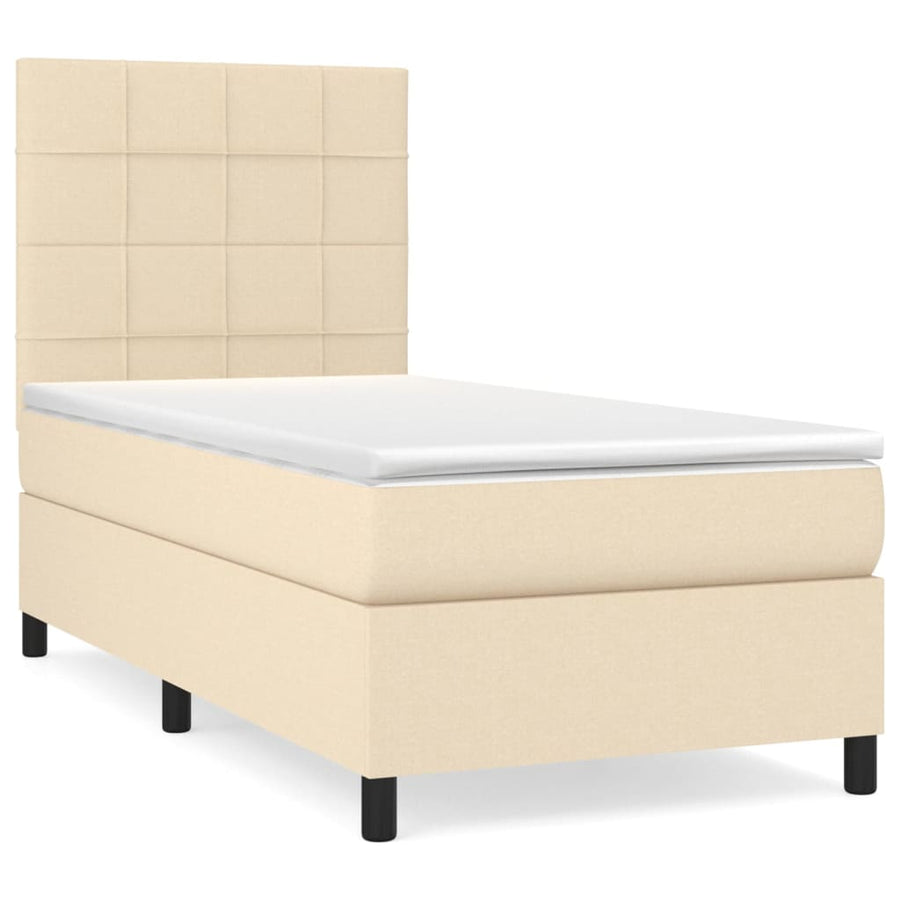 Boxspring met matras stof crèmekleurig 80x200 cm 80 x 200 cm Crème