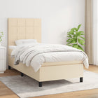 Boxspring met matras stof crèmekleurig 80x200 cm 80 x 200 cm Crème