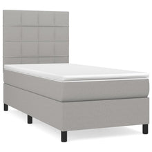 Boxspring Met Matras Stof Lichtgrijs 90 x 190 cm Blok met vierkanten