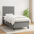 Boxspring met matras stof donkergrijs 90x190 cm