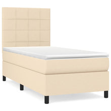 Boxspring met matras stof crèmekleurig 90x190 cm 90 x 190 cm Crème