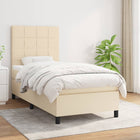 Boxspring met matras stof crèmekleurig 90x190 cm 90 x 190 cm Crème