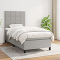 Boxspring met matras stof lichtgrijs 90x200 cm