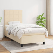 Boxspring 100x200 cm crème met pocketvering matras