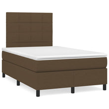 Boxspring met matras stof donkerbruin 120x200 cm 120 x 200 cm Blok met vierkanten