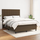 Boxspring met matras stof donkerbruin 140x190 cm 140 x 190 cm Blok met vierkanten