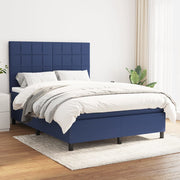 Boxspring met matras 140x200 cm stof blauw