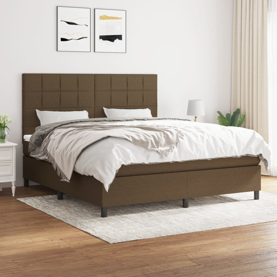 Boxspring met matras stof donkerbruin 160x200 cm