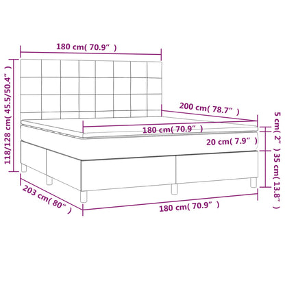 Boxspring Met Matras Stof Lichtgrijs 180 x 200 cm Blok met vierkanten