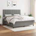 Boxspring met matras stof donkergrijs 180x200 cm