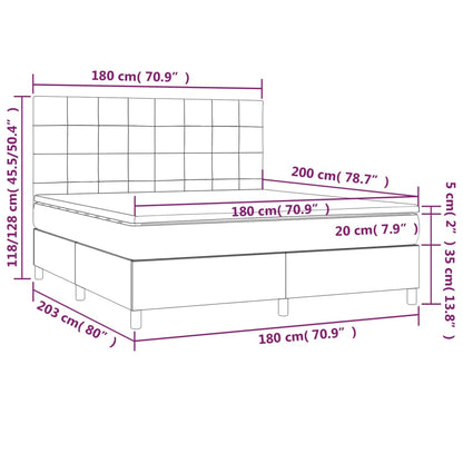 Boxspring Met Matras Stof Donkerbruin 180 x 200 cm Blok met vierkanten