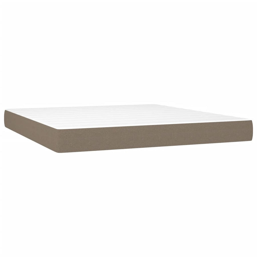 Boxspring Met Matras Stof Taupe 180 x 200 cm Blok met vierkanten