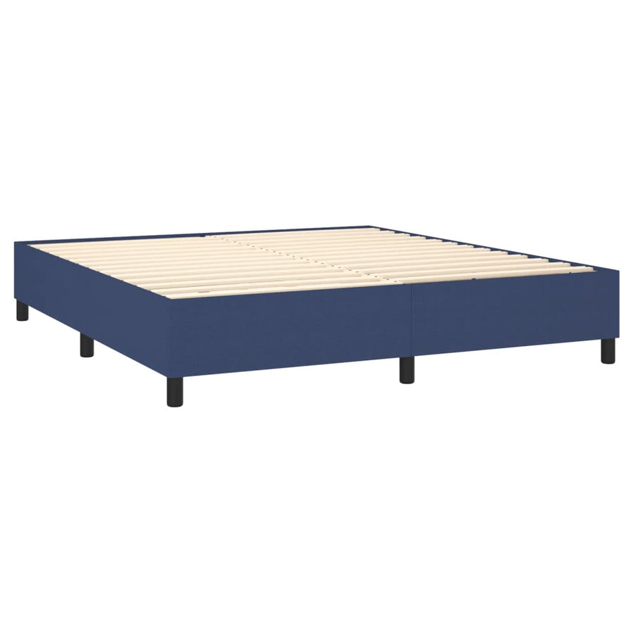 Boxspring Met Matras Stof Blauw 180 x 200 cm Blok met vierkanten