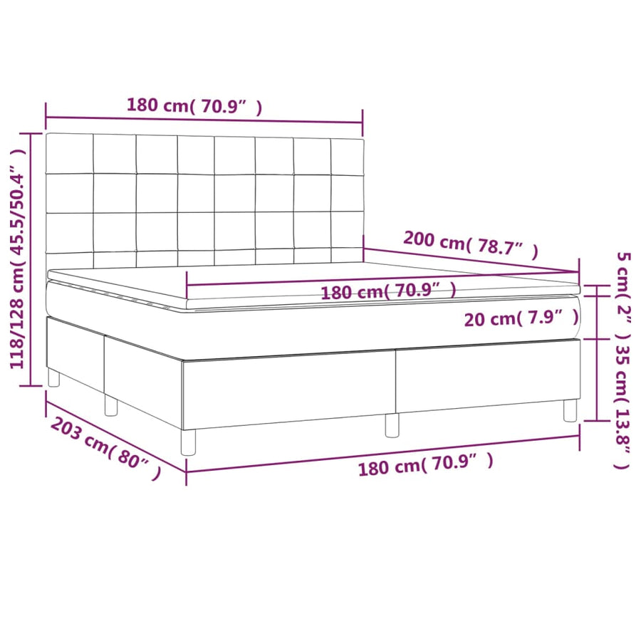 Boxspring Met Matras Stof Blauw 180 x 200 cm Blok met vierkanten