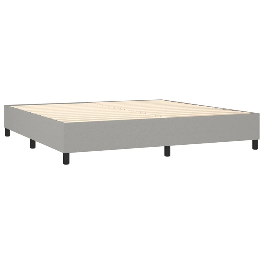Boxspring Met Matras Stof Lichtgrijs 200 x 200 cm Blok met vierkanten