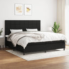 Box spring bed with mattress fabric black 200x200 cm